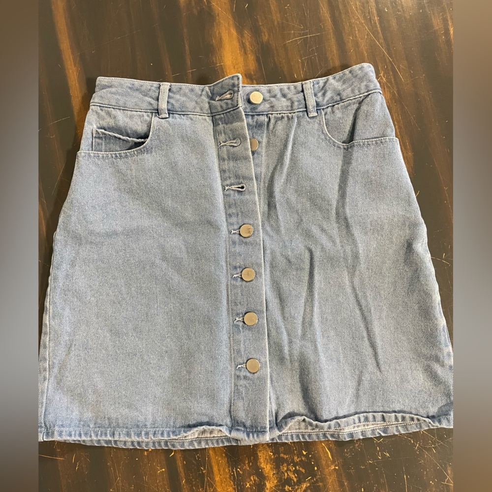 TWIK Blue Jeans Skirt Button Down Front size Medium